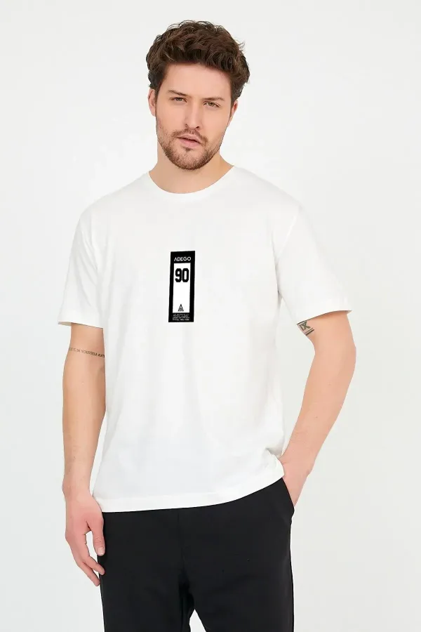 Unisex Ecru 90's Printed Loose Cut Oversized Cotton T-shirt