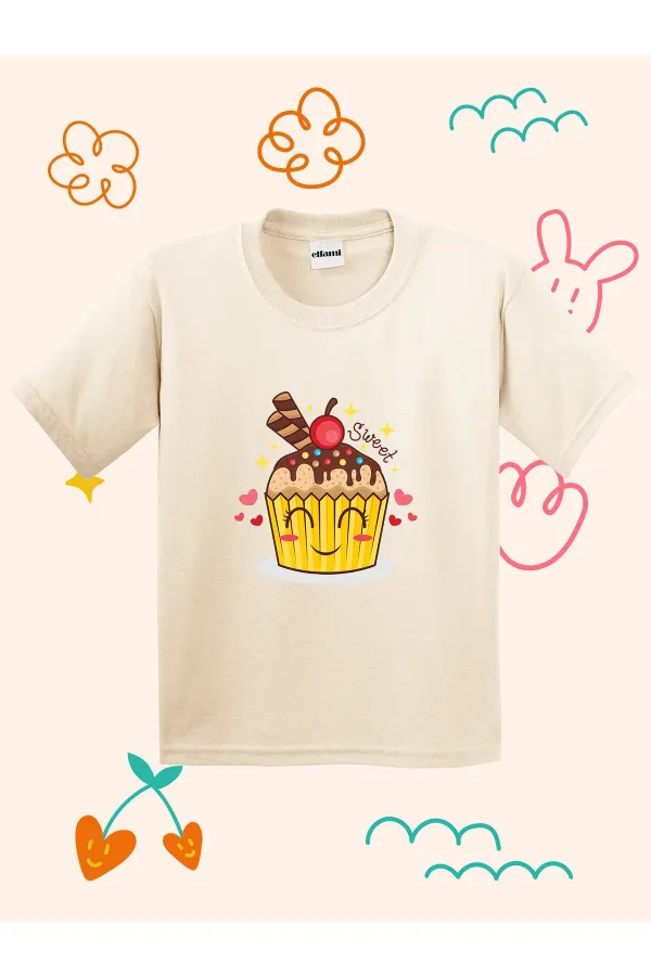 Kids' T-shirt with Cupcake Print