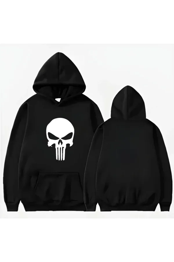 SKULL PRINTED HOODED SWEATSHIRT SKULL PRINTED HOODED SWEATSHIRT