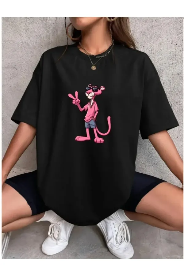 Pink Panther Graphic Design Oversize T-shirt
