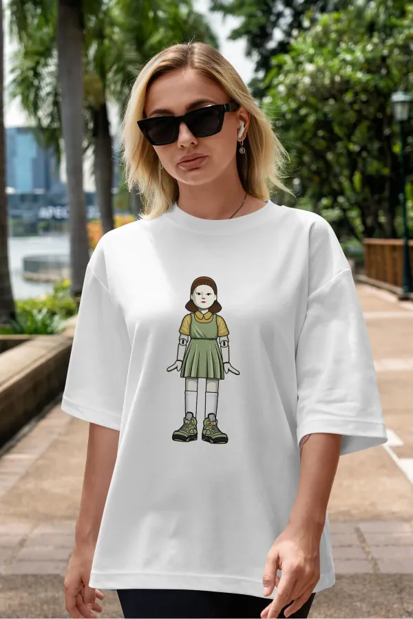 Unisex Men's/Women's SQUID GIRL Custom Printed Oversize Cotton Crew Neck T-Shirt