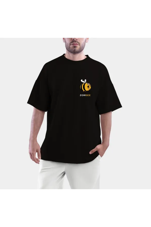 Zombee Printed Black Color Combed Cotton Oversize T-shirt