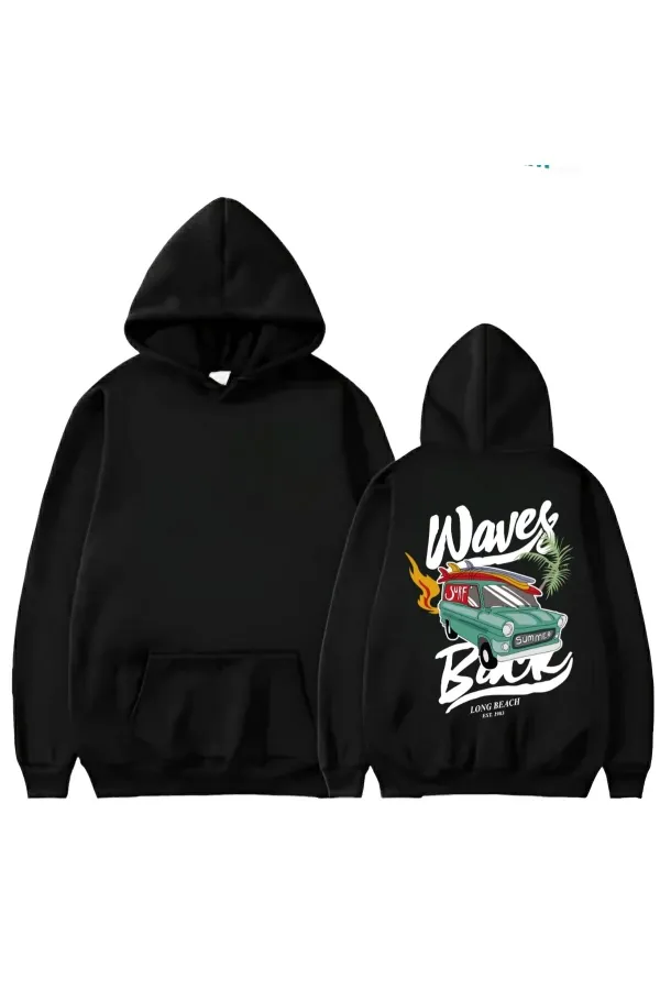SWEAT À CAPUCHE IMPRIMÉ VAGUES