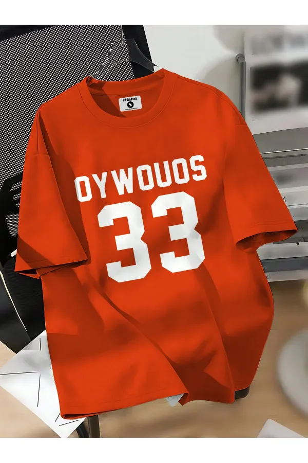 Unisex OYWOUOS 33 Baskılı Oversize Pamuklu Tişört