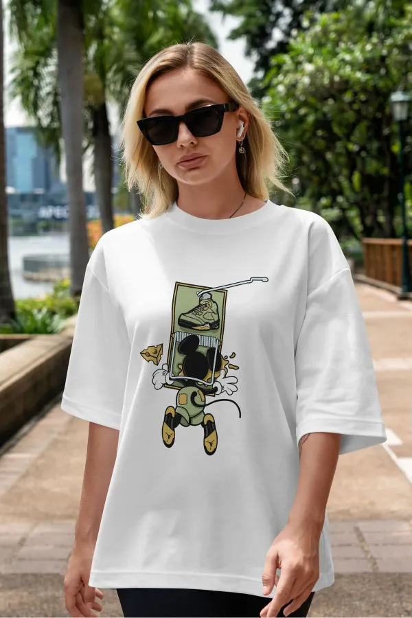 Unisex Men's/Women's MICKEY Custom Printed Oversize Cotton Crew Neck T-Shirt