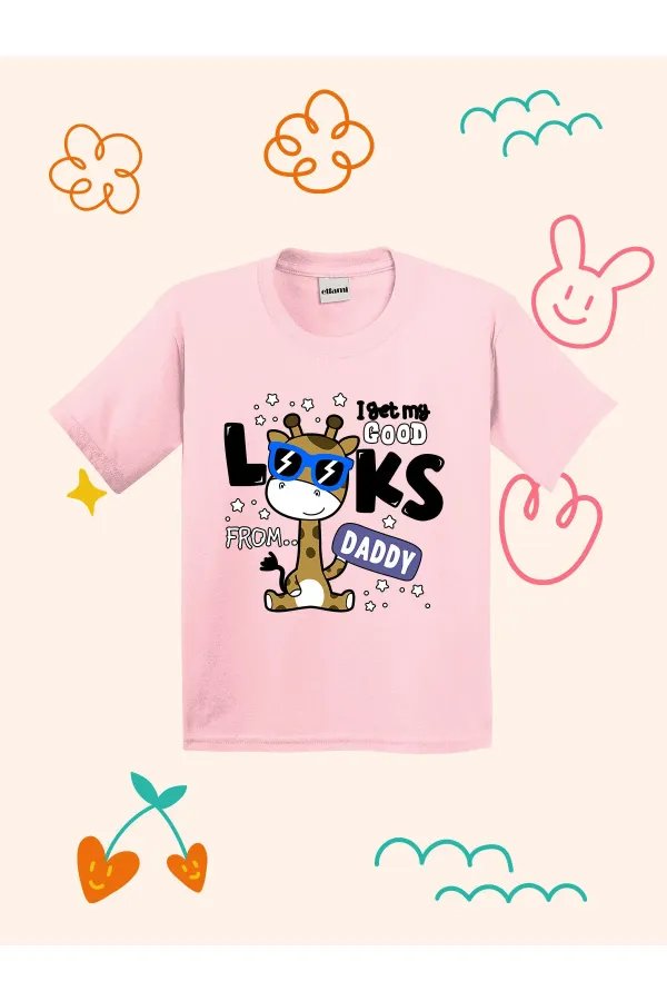 Cute Giraffe with Glasses Print Kids T-shirt