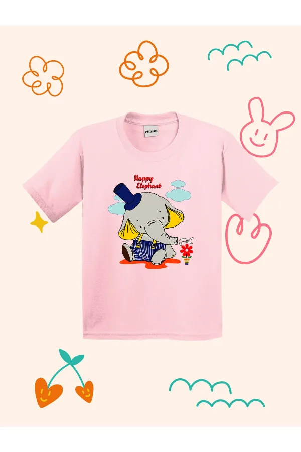 T-shirt enfant imprimé éléphant joyeux