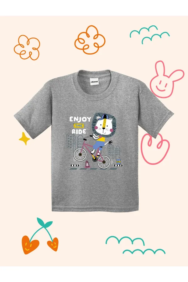 T-shirt enfant avec imprimé lion cycliste