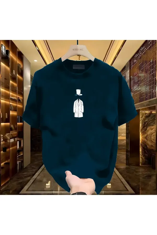Man in a Hat Printed Black Men's T-shirt