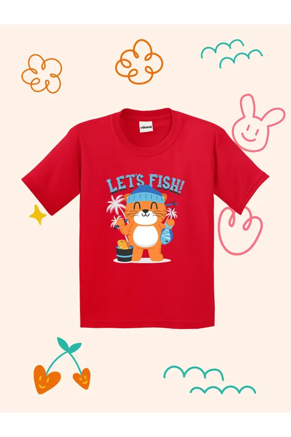 T-shirt enfant Chat Pêcheur Mignon