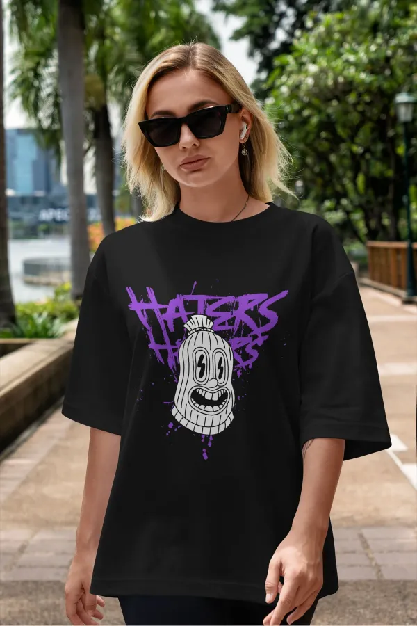 Unisex Men's/Women's HATERS Colorful Custom Printed Oversize Cotton Crew Neck T-Shirt