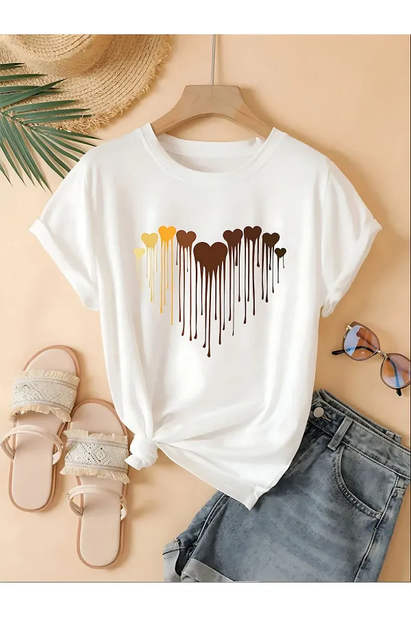 Melting Hearts Printed Design T-shirt