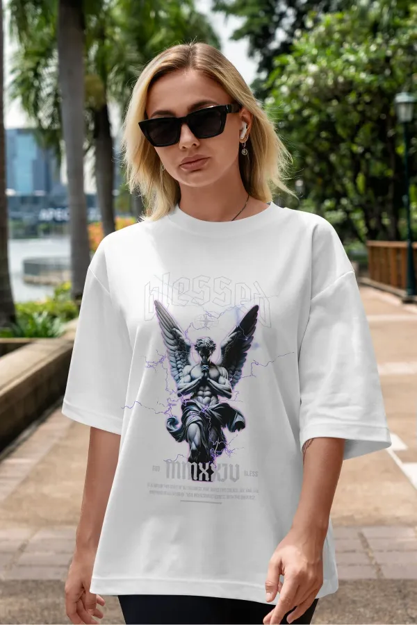 Unisex Women's/Men's BLESSED 3-Color Custom Printed Oversize Cotton Jersey T-Shirt