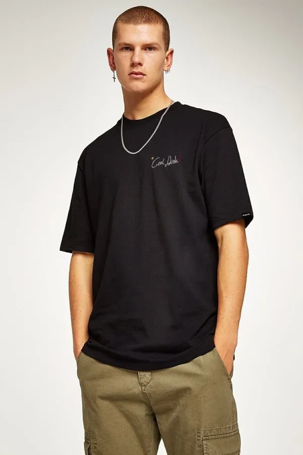 Unisex Cool Dude Baskılı Oversize Penye T-shirt Tişört