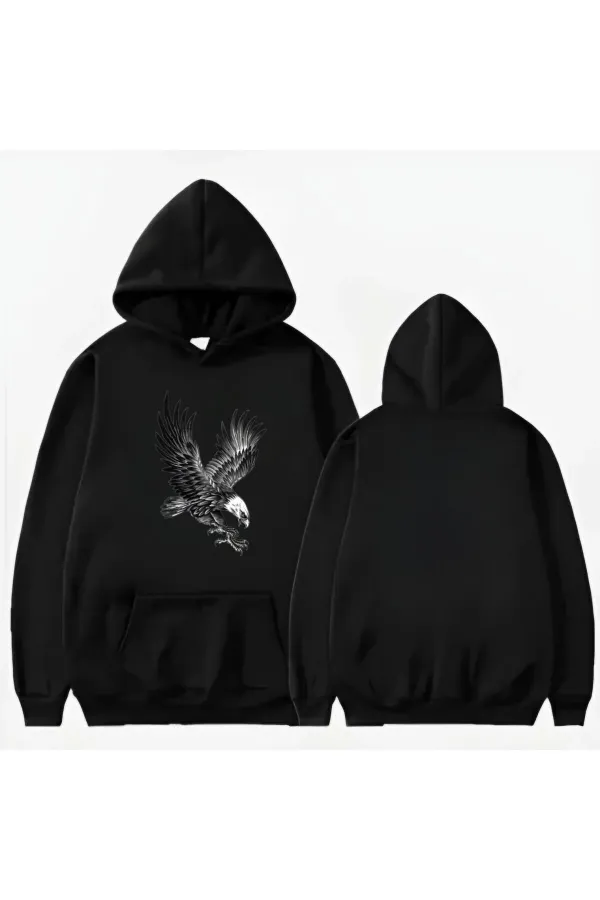SWEAT-SHIRT À CAPUCHE IMPRIMÉ AIGLE