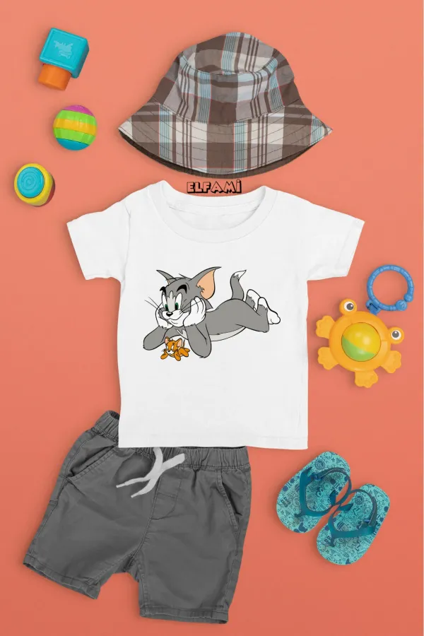 T-shirt imprimé Tom et Jerry pour fille/garçon