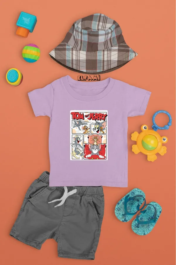 T-shirt imprimé Tom et Jerry pour fille/garçon
