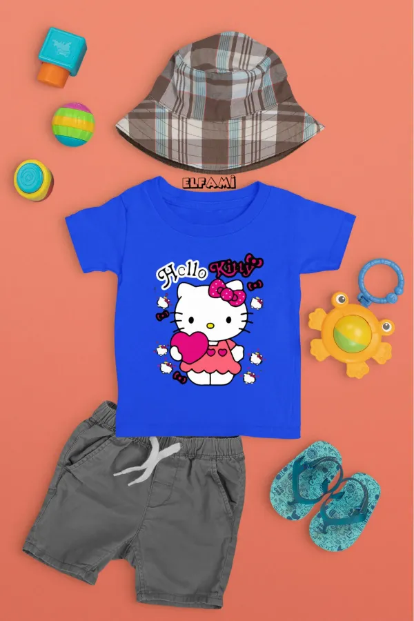 T-shirt imprimé Hello Kitty pour filles/garçons