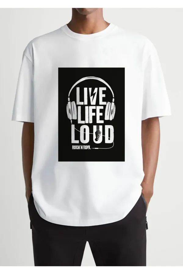 Oversize Live Life Printed T-shirt