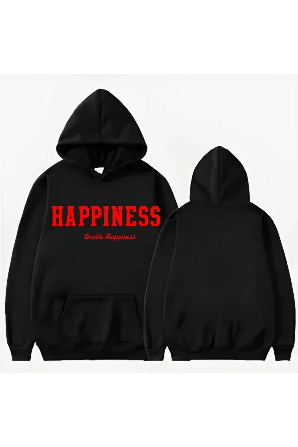 HAPPINESS PRINTED HOODED SWEAT