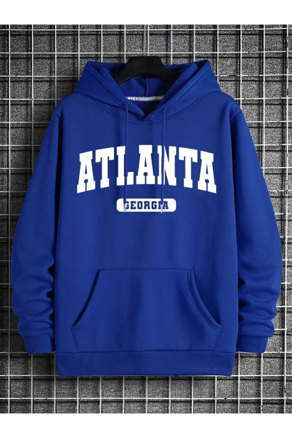 Atlanta Baskılı Mavi Sweathirt