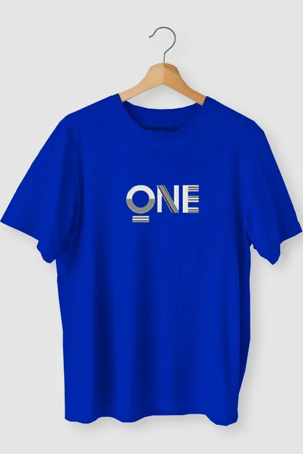 Griland Oversize One Baskılı Saks Rengi Tshirt