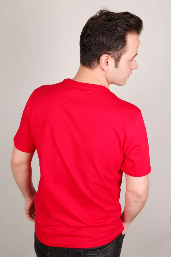 RED PRINTED CREW NECK T-SHIRT