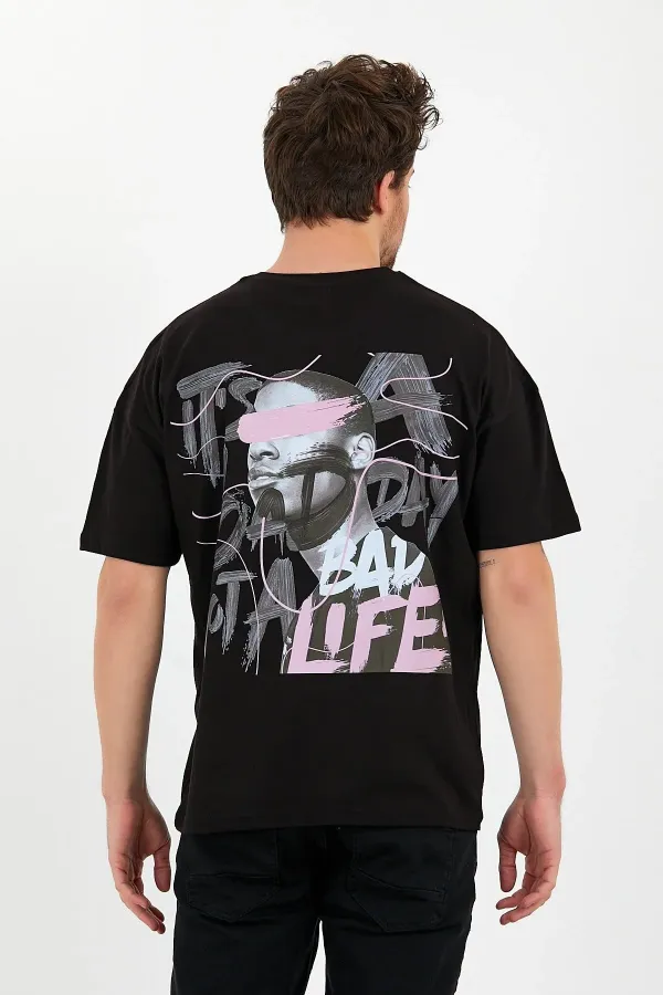 Life Baskılı Oversize T-shirt