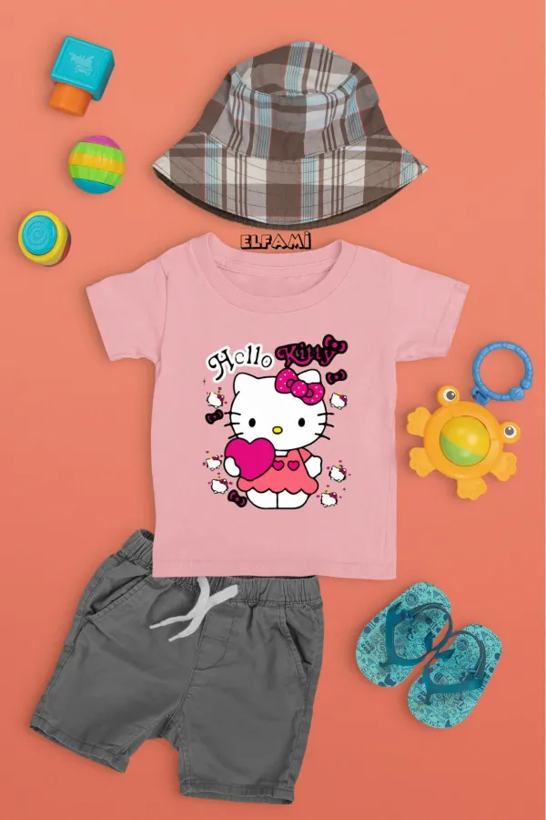 T-shirt imprimé Hello Kitty pour filles/garçons