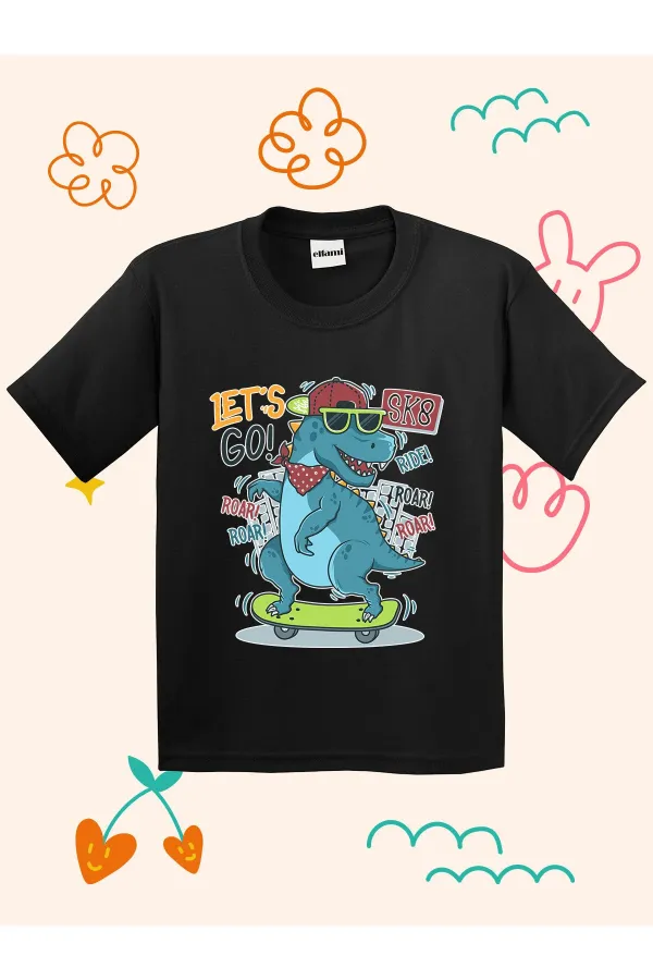 Lets Go Dino Print Kids T-shirt