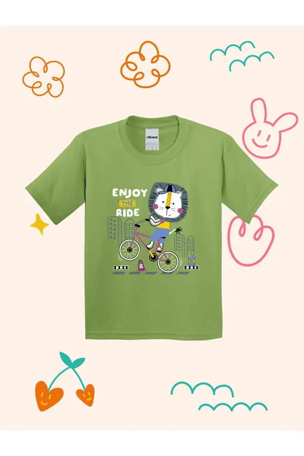T-shirt enfant avec imprimé lion cycliste
