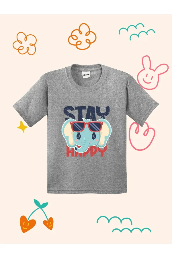 Cute Elephant Design Printed Kids T-shirt