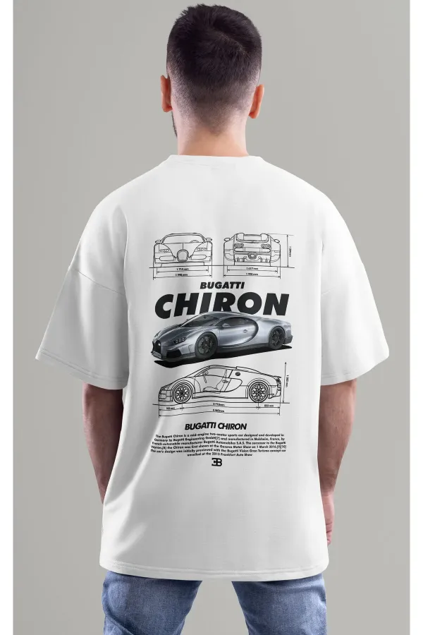 Unisex Erkek/Kadın BUGATTI CHIRON Renkli Özel Baskılı Oversize Pamuklu Bisiklet Yaka T-Shirt Tişört