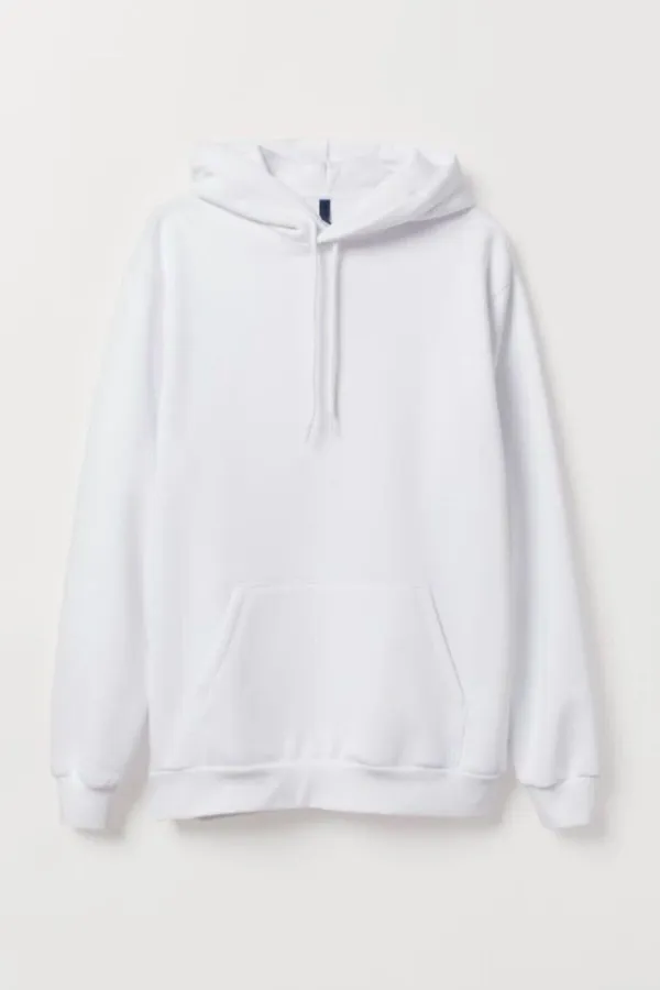 Unisex Beyaz Kapüşonlu Sweatshirt