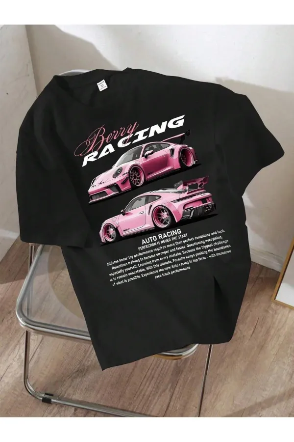 Unisex Racing Car Printed Oversize T-Shirt