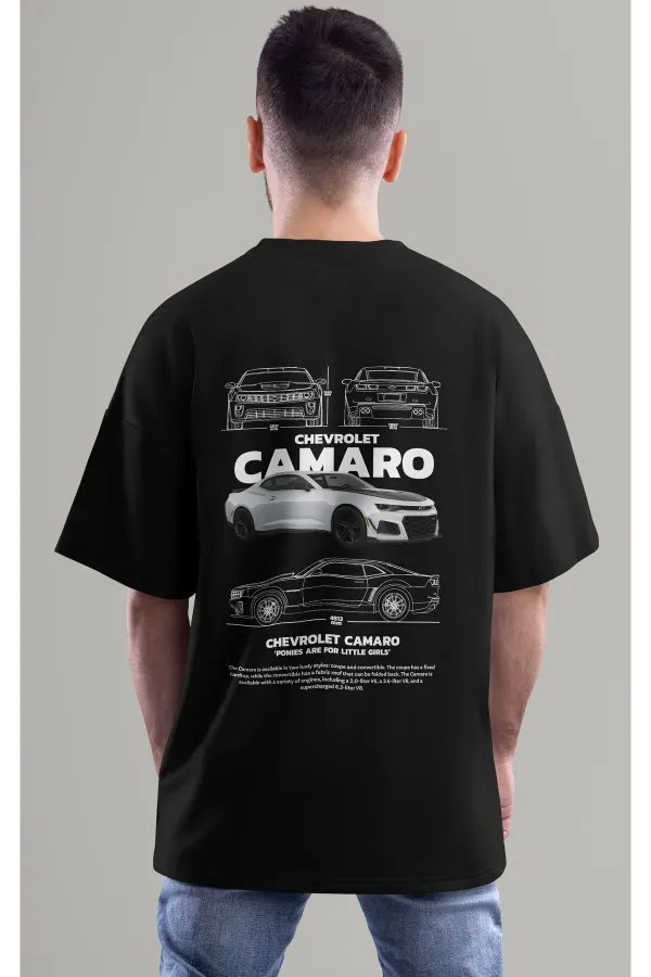 Unisex Erkek/Kadın CHEVERELOT CAMARO Renkli Özel Baskılı Oversize T-Shirt Tişört