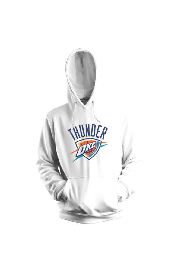 Beyaz Pamuk Oklahoma City Thunder Kapşonlu Sweatshirt Hoodie