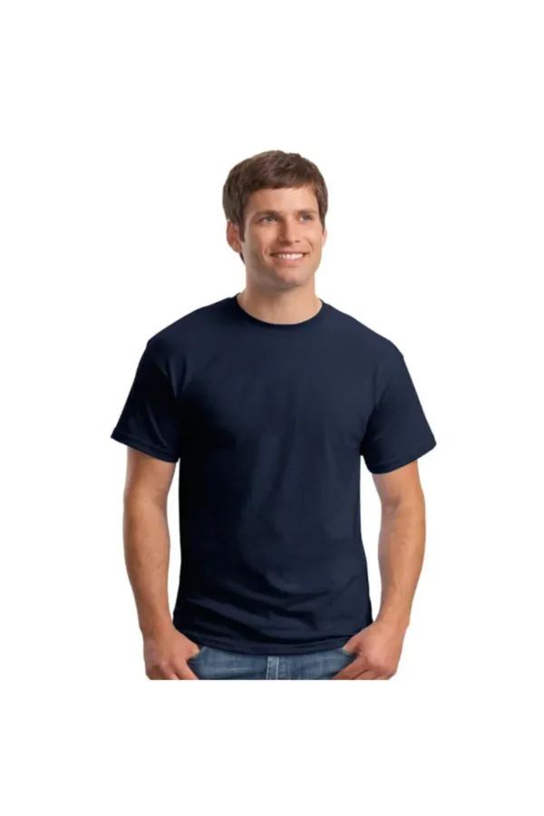 Pamuklu Penye Tişört Erkek Basic T Shirt Lacivert Koyu Mavi