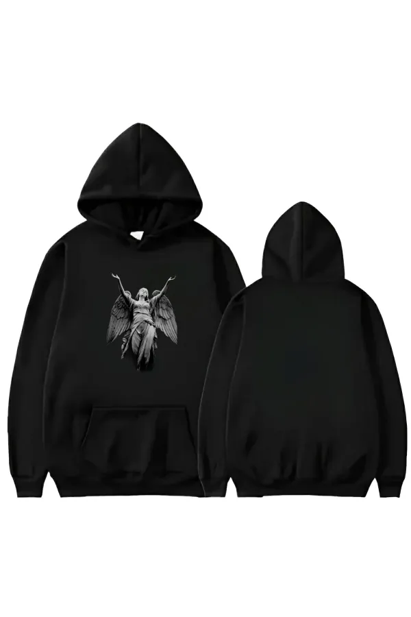 SWEAT-SHIRT À CAPUCHE IMPRIMÉ ANGE AILÉ SWEAT-SHIRT À CAPUCHE IMPRIMÉ ANGE AILÉ