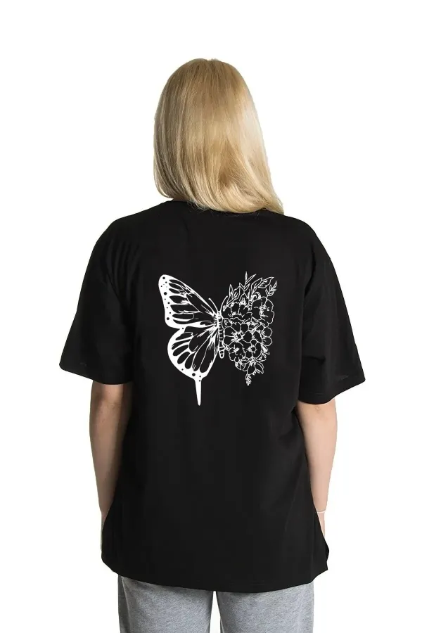 Unisex Kelebek Rahat Kesim Oversize T-shirt Unisex Kelebek Rahat Kesim Oversize T-shirt