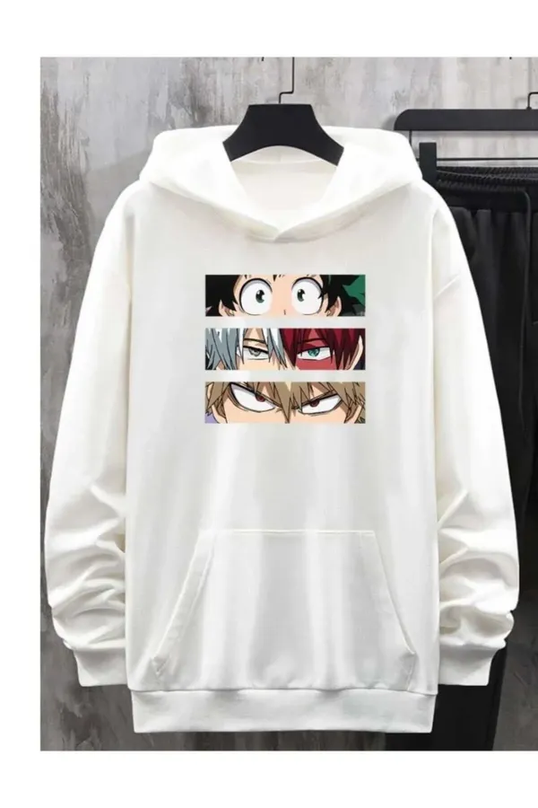 Anime Printed White Sweater