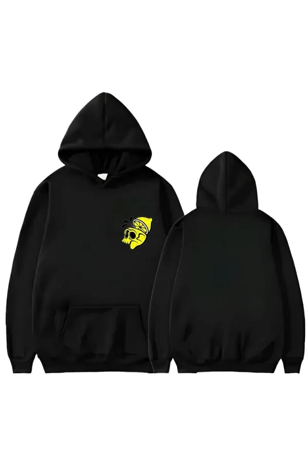 LİMONLU KURUKAFA BASKLI KAPİŞONLU SWEAT