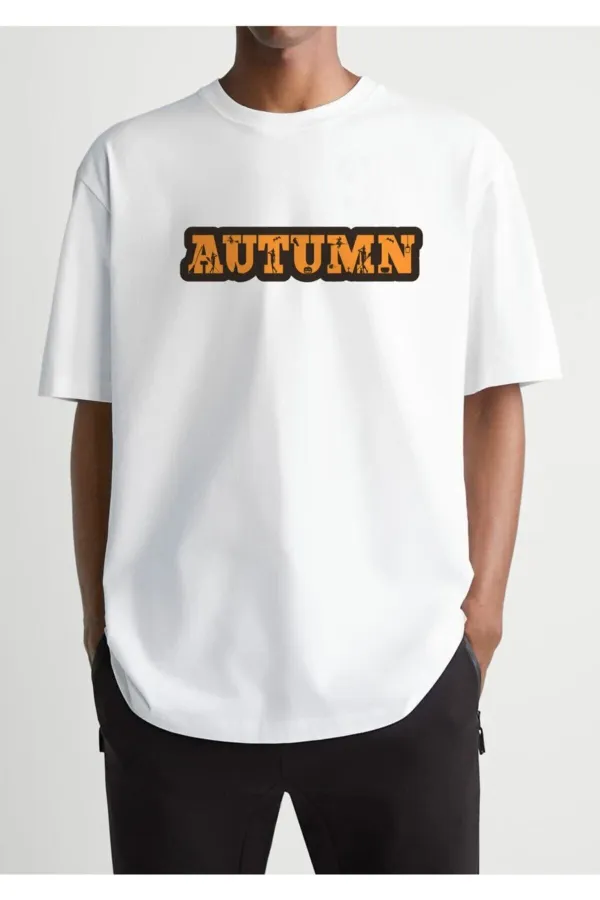 Oversize Autumn Printed White T-shirt