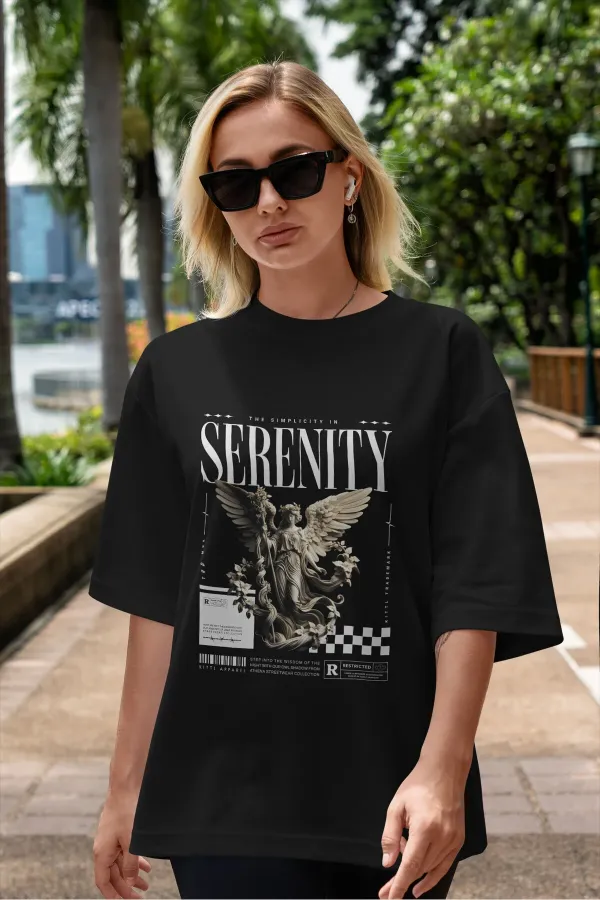 Unisex Men's/Women's SERENITY Colorful Custom Printed Oversize Cotton Crew Neck T-Shirt