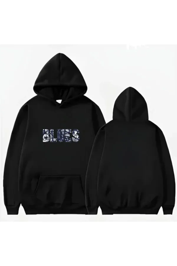 BLUES PRINTED HOODED SWEATSHIRT