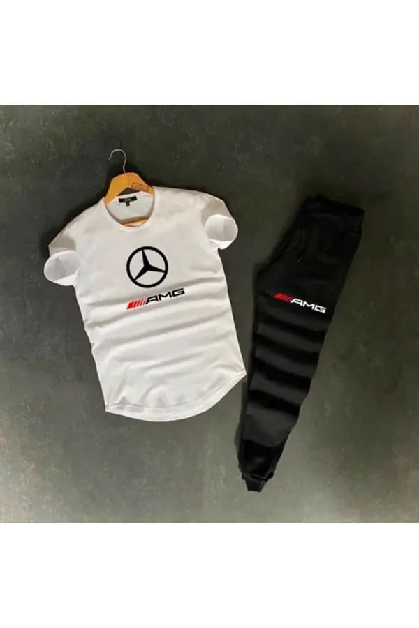 Erkek Beyaz Dijital Baskılı Amg Takım