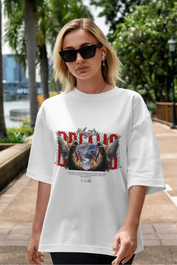Unisex Men's/Women's MYSTIC DREAMS Custom Printed Oversize Cotton Crew Neck T-Shirt
