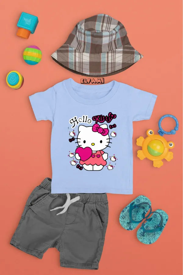 T-shirt imprimé Hello Kitty pour filles/garçons