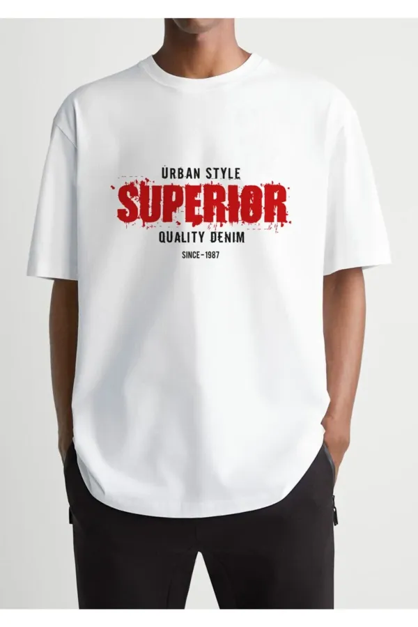 Oversize Superior Printed White T-shirt