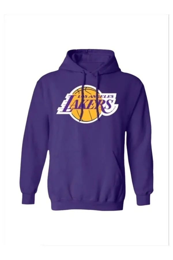 Unisex Mor Los Angeles Lakers Baskılı Basketbol Sweatshirt
